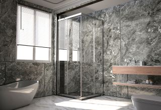 Душевой уголок Premium Trento PTC-SP-50GR, 1500х1000x2000, брашированный графит, стекло прозрачное